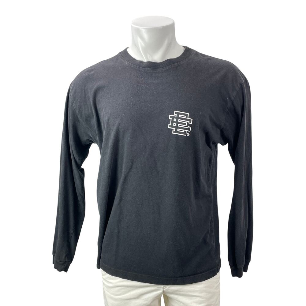 Eric Emanuel Men's Black Long Sleeve Crew Neck Graphic T Shirt Tee Top Size L - Picture 1 of 4